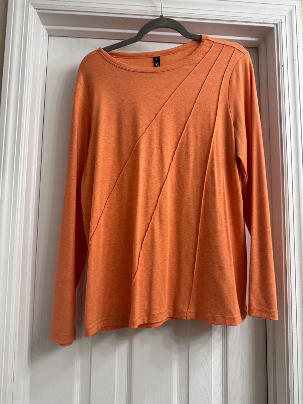 Women's Orange Long Sleeve Crewneck Top
